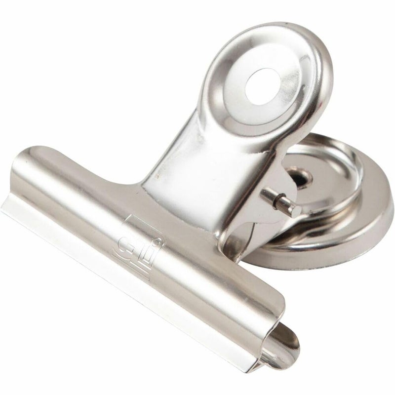 Charles Leonard Spring Clips with Hanging Hole, Magnetic, 2 Inch, Silver, 12-Pack (68520)